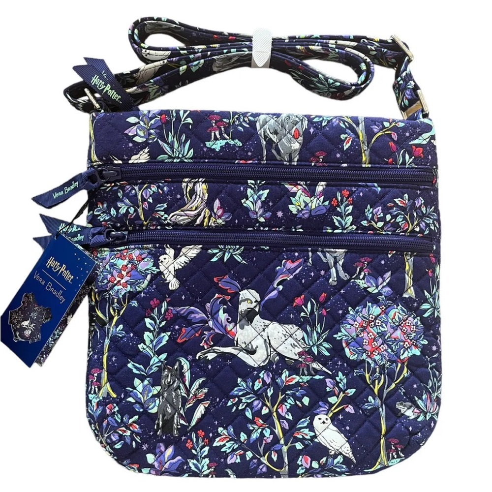 Vera Bradley Navy Floral Harry Potter Forbidden Buckbeak Forest Crossbody Bag